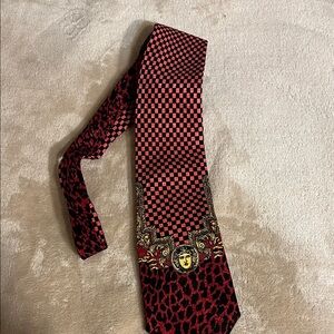 Versace Red and Black Checkered Men's Tie